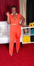 Load image into Gallery viewer, High Waist V-neck jumpsuit Jump Suits fayswardrobe Large Orange 
