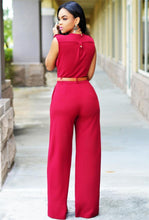Load image into Gallery viewer, High Waist V-neck jumpsuit Jump Suits fayswardrobe X-Large Off Red 
