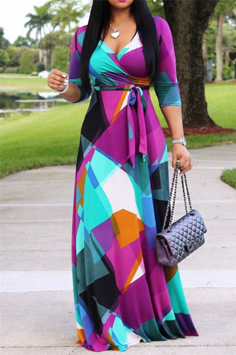 Stylish Multicolor Silk Maxi Dress Maxi Dresses KOU LARGE 